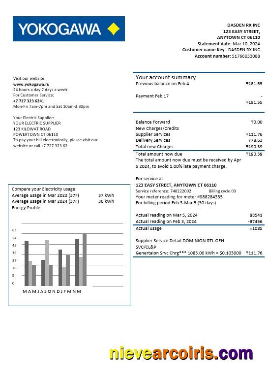 Kazakhstan Yokogawa Electric Kazakhstan business utility bill